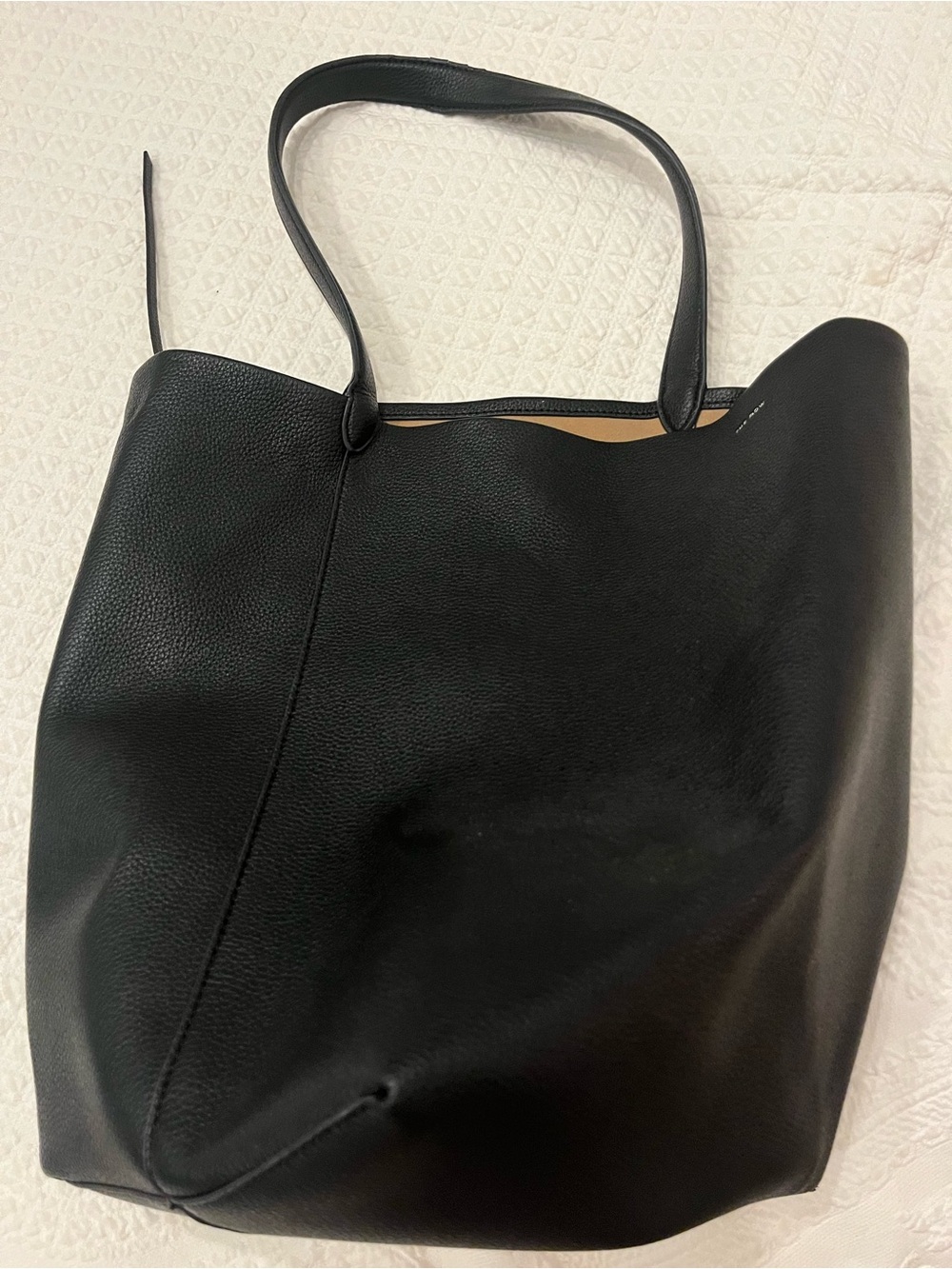 Black Leather Tote Bag - Classic Everyday Shoulder Tote